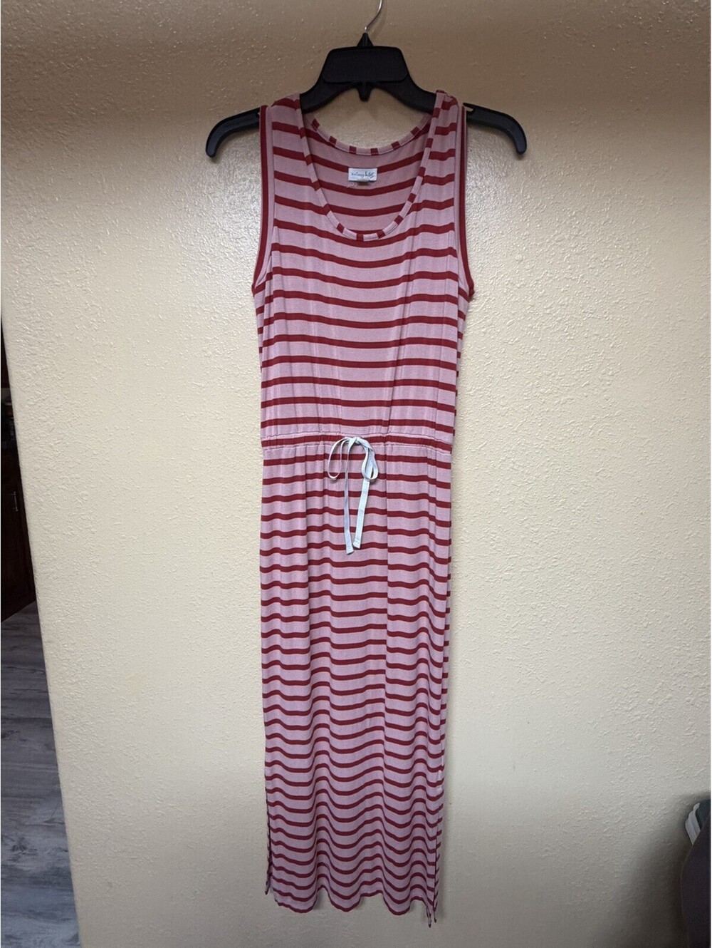 Maison Jules Sleeveless Striped Red Pink Long Dress Size Small